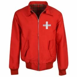 Switzerland Red Harrington Jacket