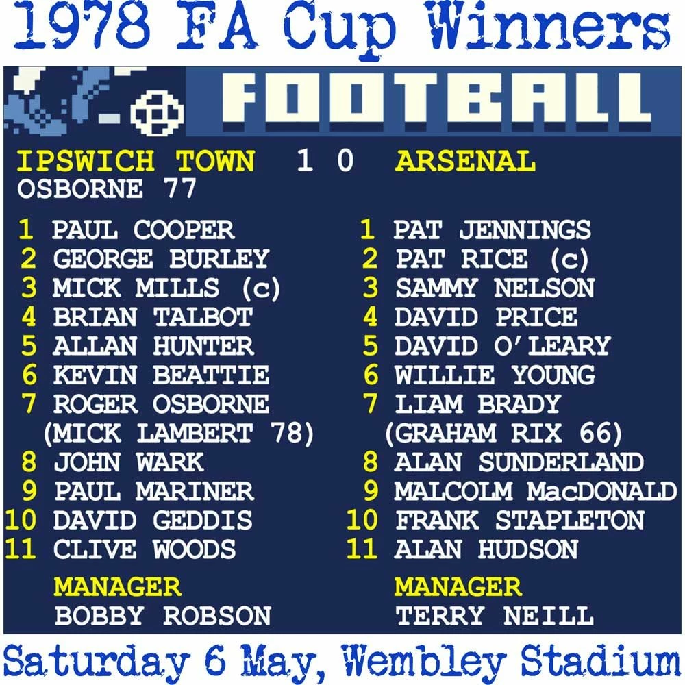 1978 FA Cup Final (Ipswich) Retrotext T-shirt - White - Image 2