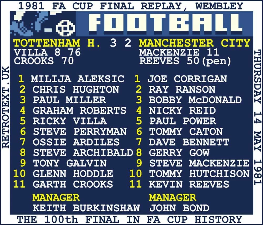 1981 FA Cup Final Replay (Tottenham) Retrotext T-Shirt - Image 2